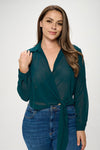 Solid Chiffon Surplice Side Top