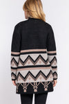 Tribal Pattern Open Front Sweater