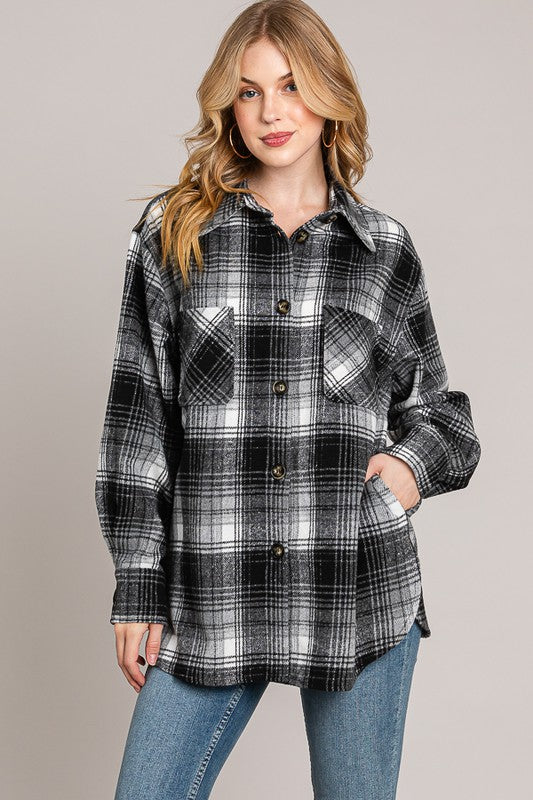 Plaid Brushed Oversized Shacket