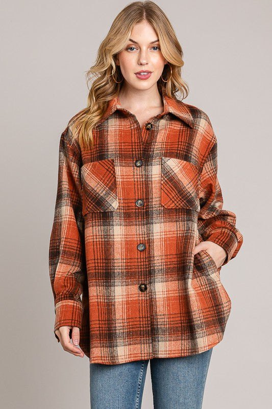 Plaid Brushed Oversized Shacket