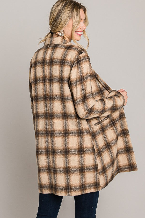 Tartan Brush Oversized Blazer Coat