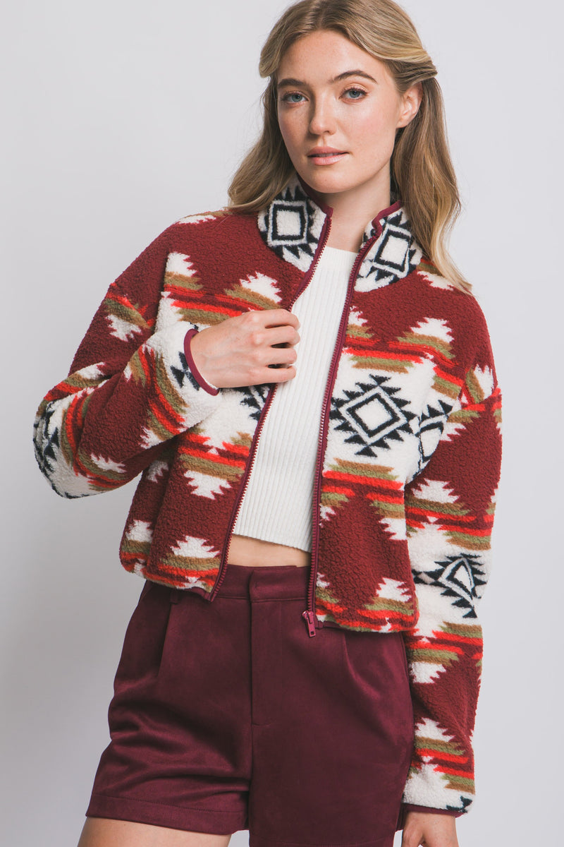 Aztec Sherpa Full Zip Jacket