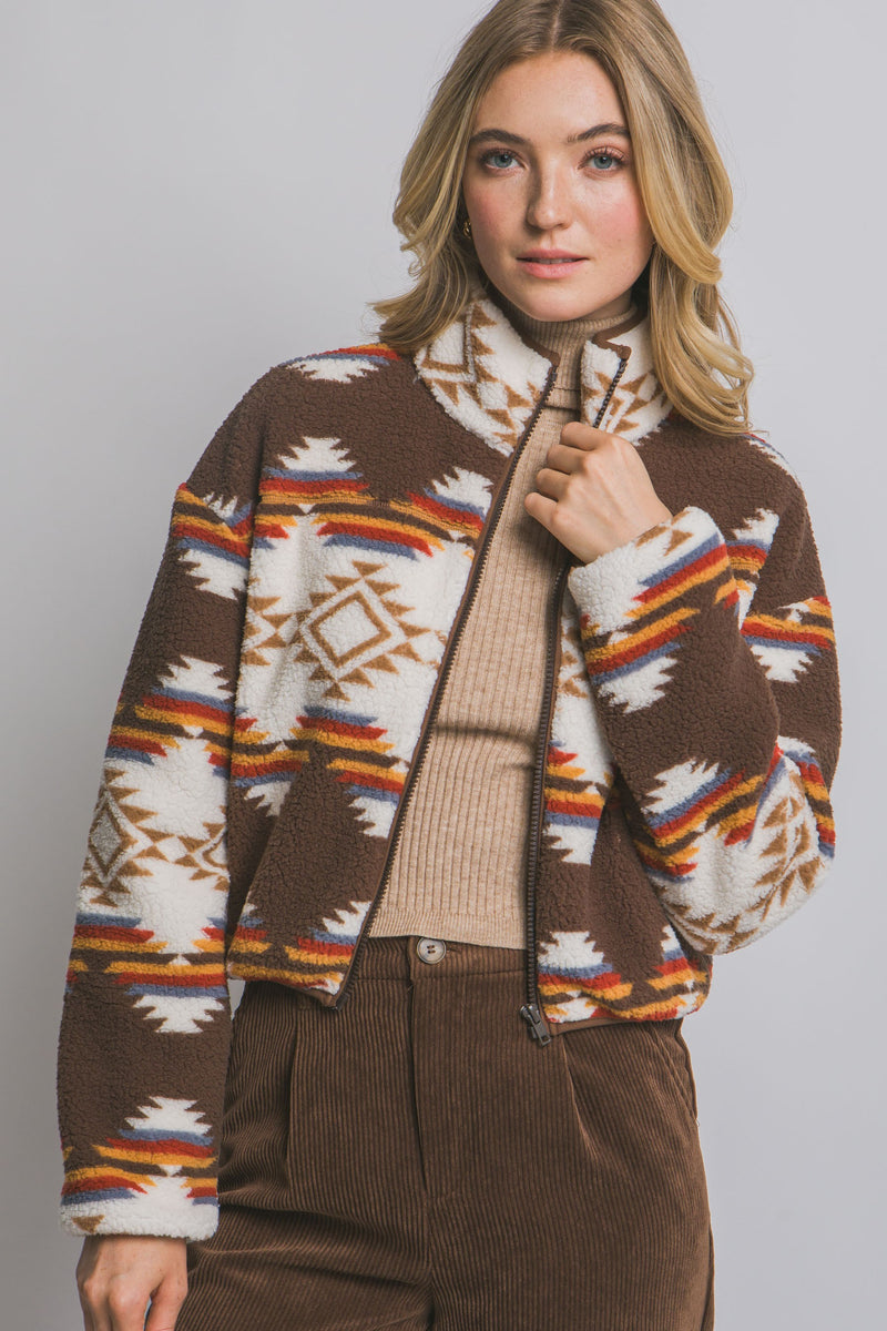 Aztec Sherpa Full Zip Jacket