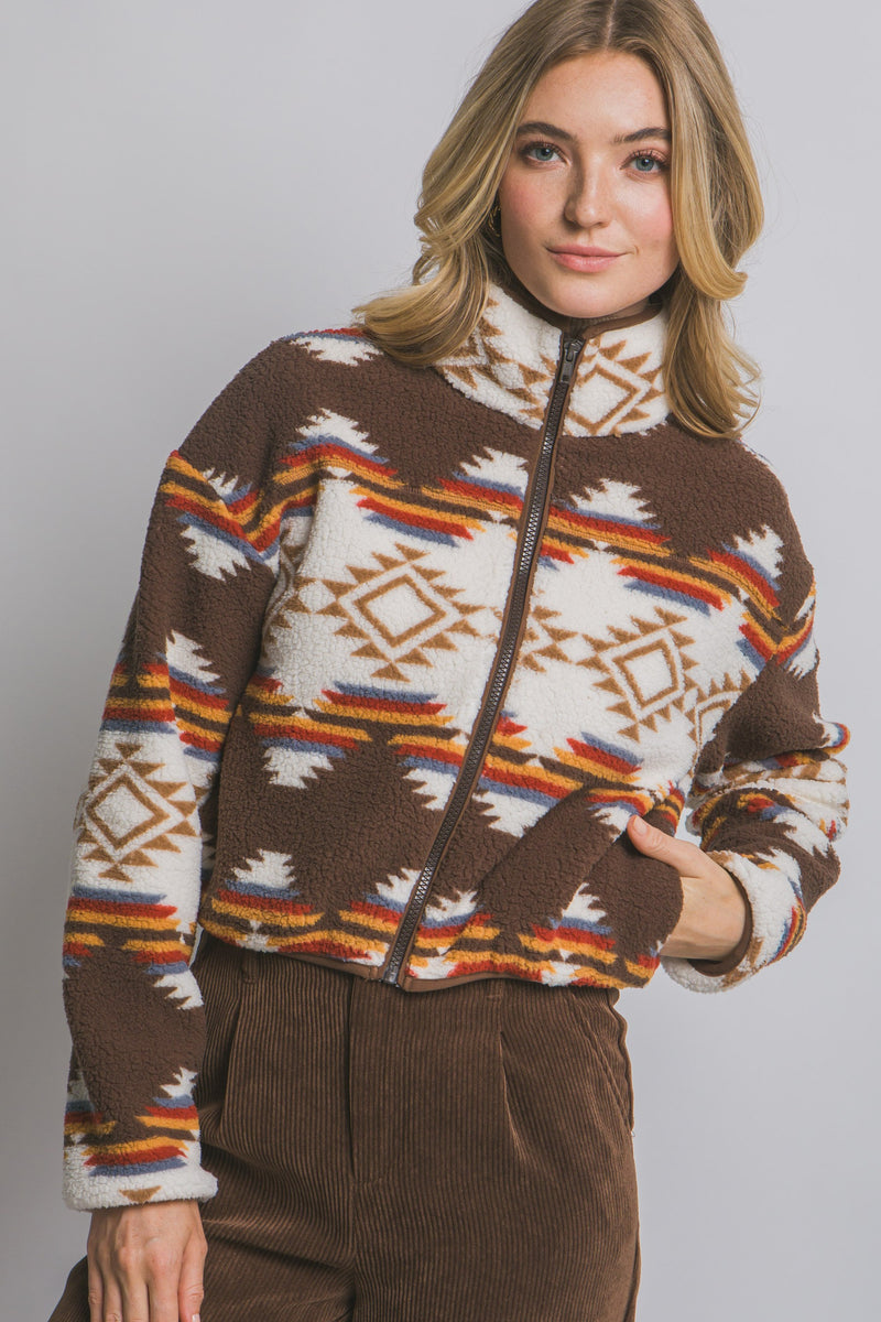 Aztec Sherpa Full Zip Jacket