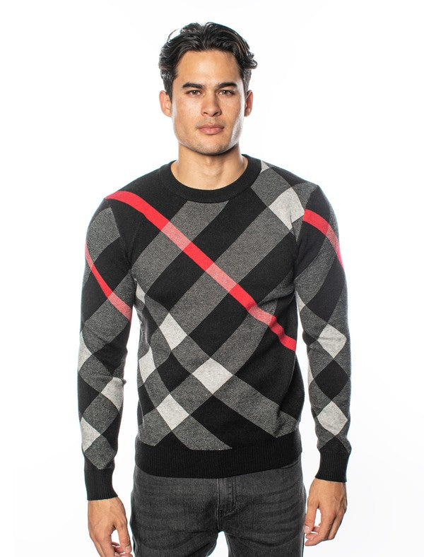 Plaid Check Crew Sweater