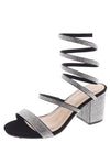 Diamond Rhinestone Spiral Low Ch.Heel