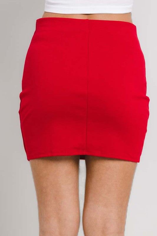 Solid Ponte Slit Skirt