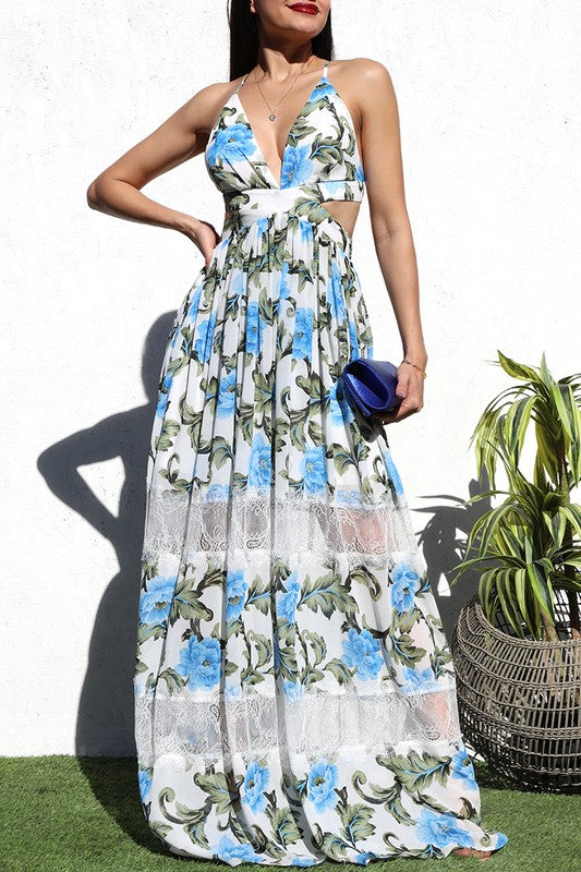 Floral Cutout Lace Maxi Dress