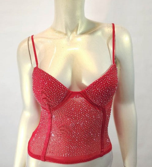 red by BKE Rhinestone Strappy Tank Top - Women's Tank Tops in Vetiver