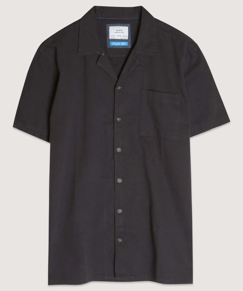 Solid Twill Button Up Camp Shirt