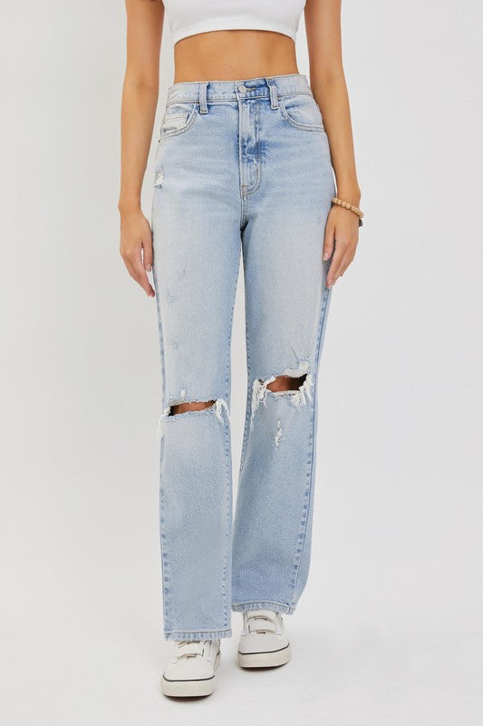 Super Hi-Rise Dad Slit Knee Jean