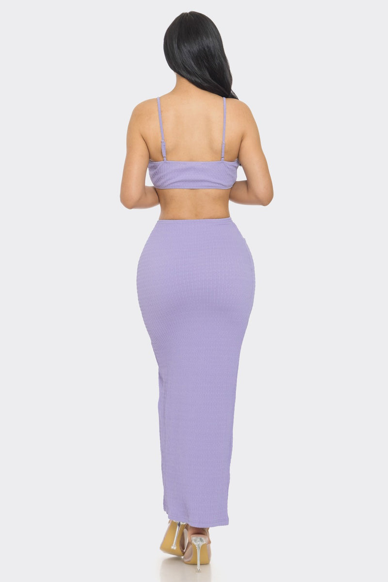 Texture Crop Tank & Knot Skirt Set