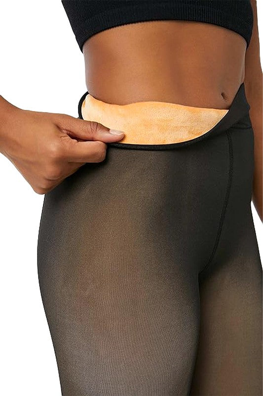 Sheer Fleece Lined Pantyhose Tights