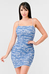 Clouded Print Mesh Tank Dress