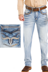 Longhorn Back Pocket Stitch Boot Cut Denim