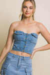 Denim Tube Button Pocket Top