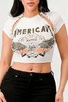 American Safety Pin Shoulder Detail Graphic Tee