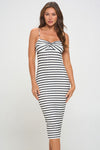 Stripe Twist Top Bodycon Midi Dress