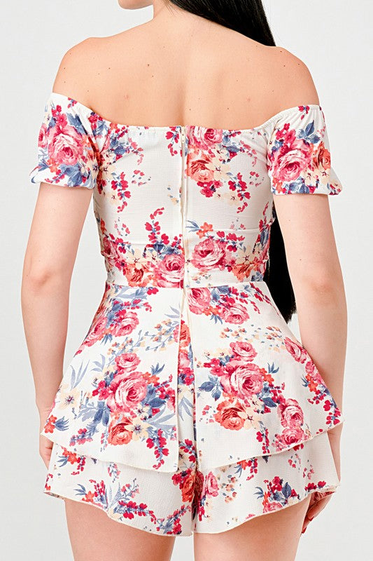 Floral Off Shoulder Layer Romper