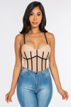 Stripe Mesh Panel Tank Bodysuit