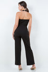 Deep V Halter Pleated Jumpsuit