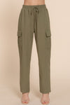 Linen Smocked Waist Cargo Pant