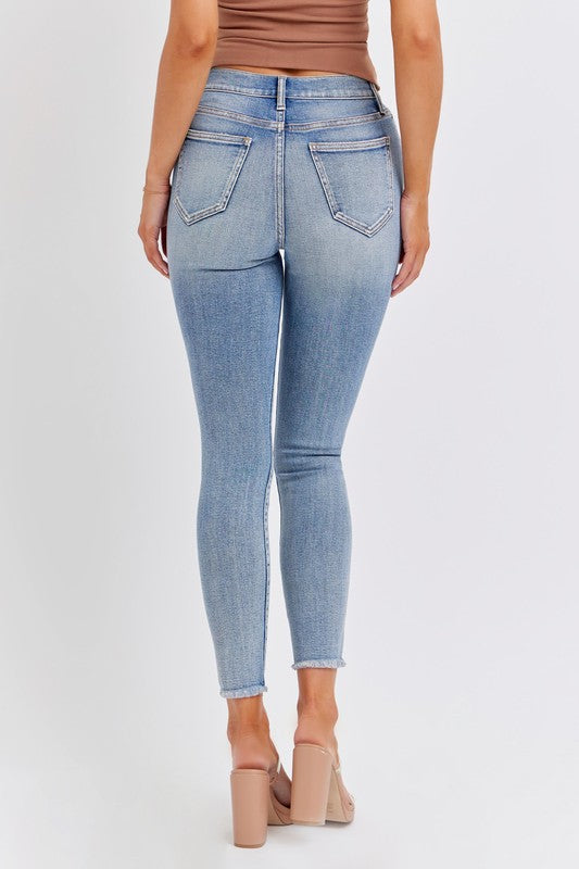 High Rise Skinny with Frayed Hem