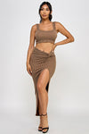 Rib Knit Twisted Skirt and Tank Set