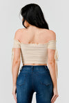 Ruched Corset Off Shldr Crop Top