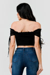 Ruched Corset Off Shldr Crop Top