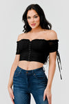 Ruched Corset Off Shldr Crop Top