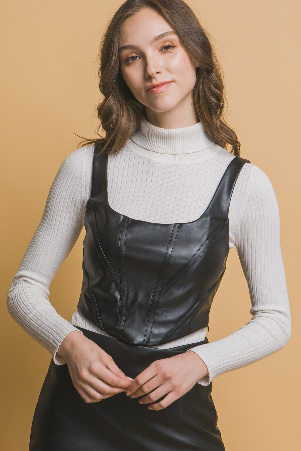 Faux Leather Corset