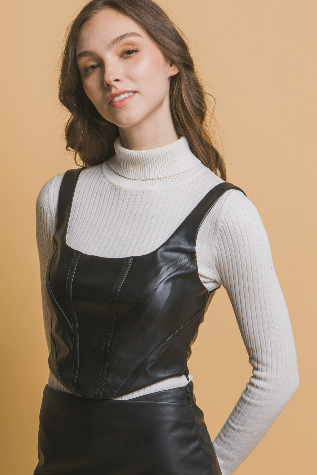 Faux Leather Corset