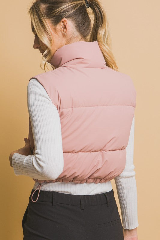 Solid Cropped Puffer Vest