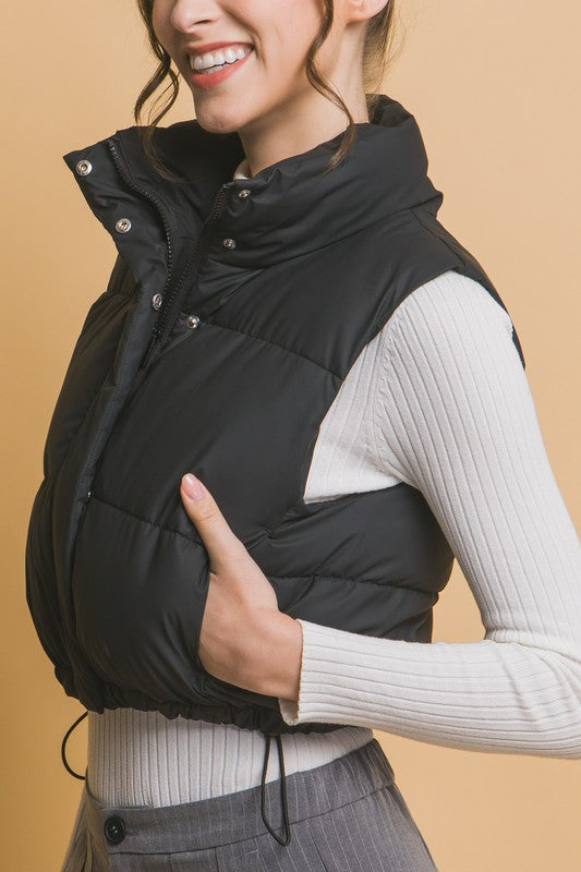 Solid Cropped Puffer Vest