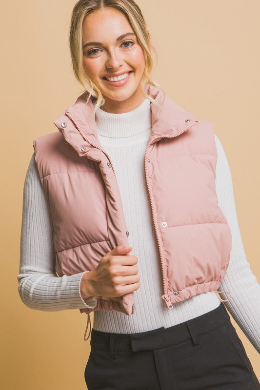 Solid Cropped Puffer Vest