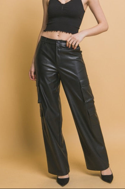 PU Relaxed Cargo Pant