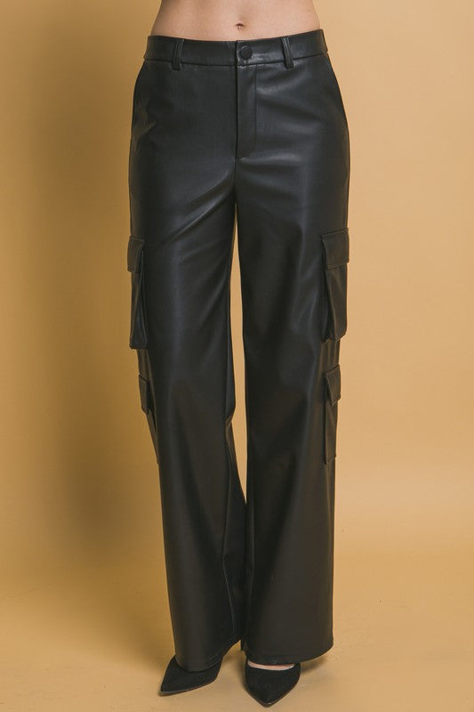 PU Relaxed Cargo Pant