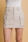 PU Cargo Pocket Mini Skirt