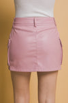 PU Cargo Pocket Mini Skirt