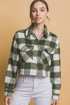 Plaid Button Up Crop Jacket