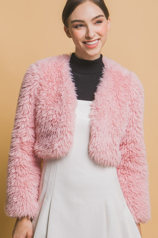 Shaggy Crop Faux Fur Jacket