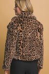 Leopard Large Collar Crop Fur Coat