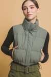 Solid Cropped Puffer Vest