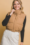 Solid Cropped Puffer Vest