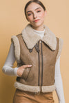 Sherpa Collar Lined PU Vest