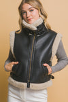 Sherpa Collar Lined PU Vest