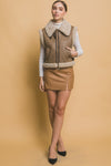 Sherpa Collar Lined PU Vest
