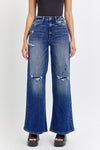 High Rise Distress Wide Leg
