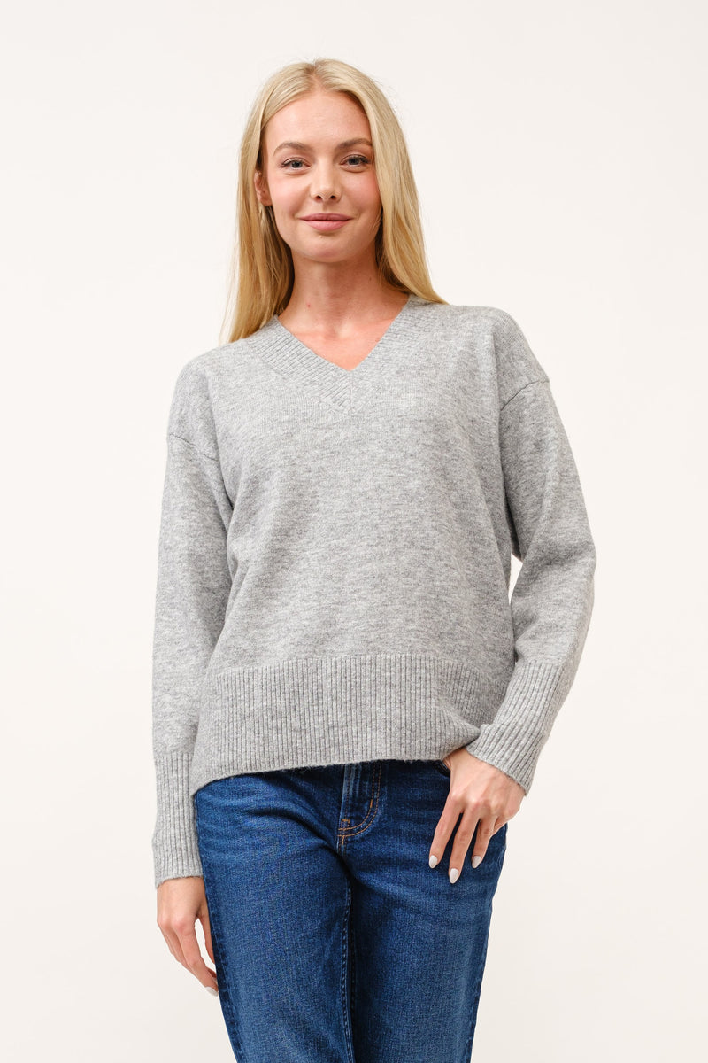 V-Neck Rib Trim L/S Sweater